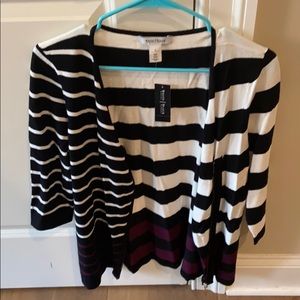 White House Black Market striped zip-up sweater